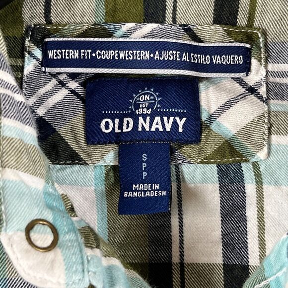 Old Navy Shirt Mens Small Western Fit Pearl Snaps Prescott Plaid Button-Up - Picture 6 of 12